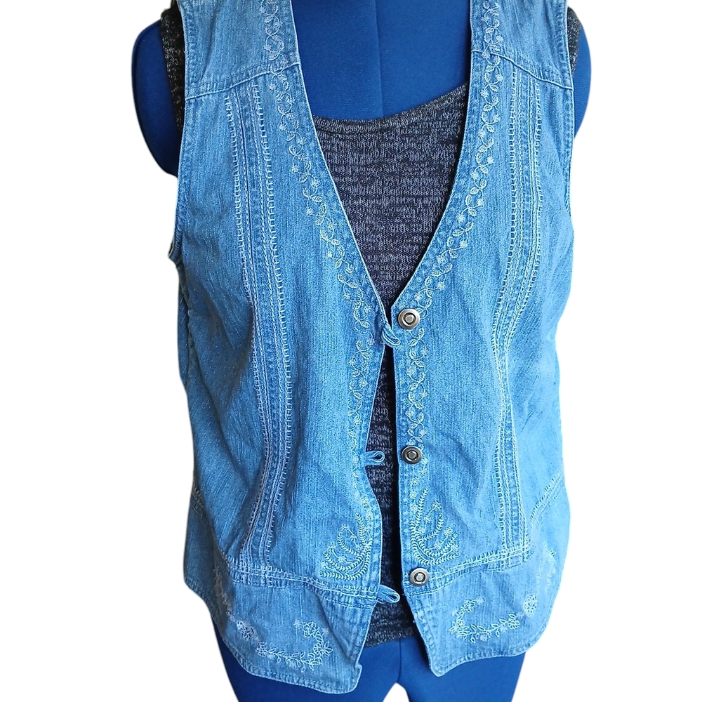 Denim Embroidered Vest